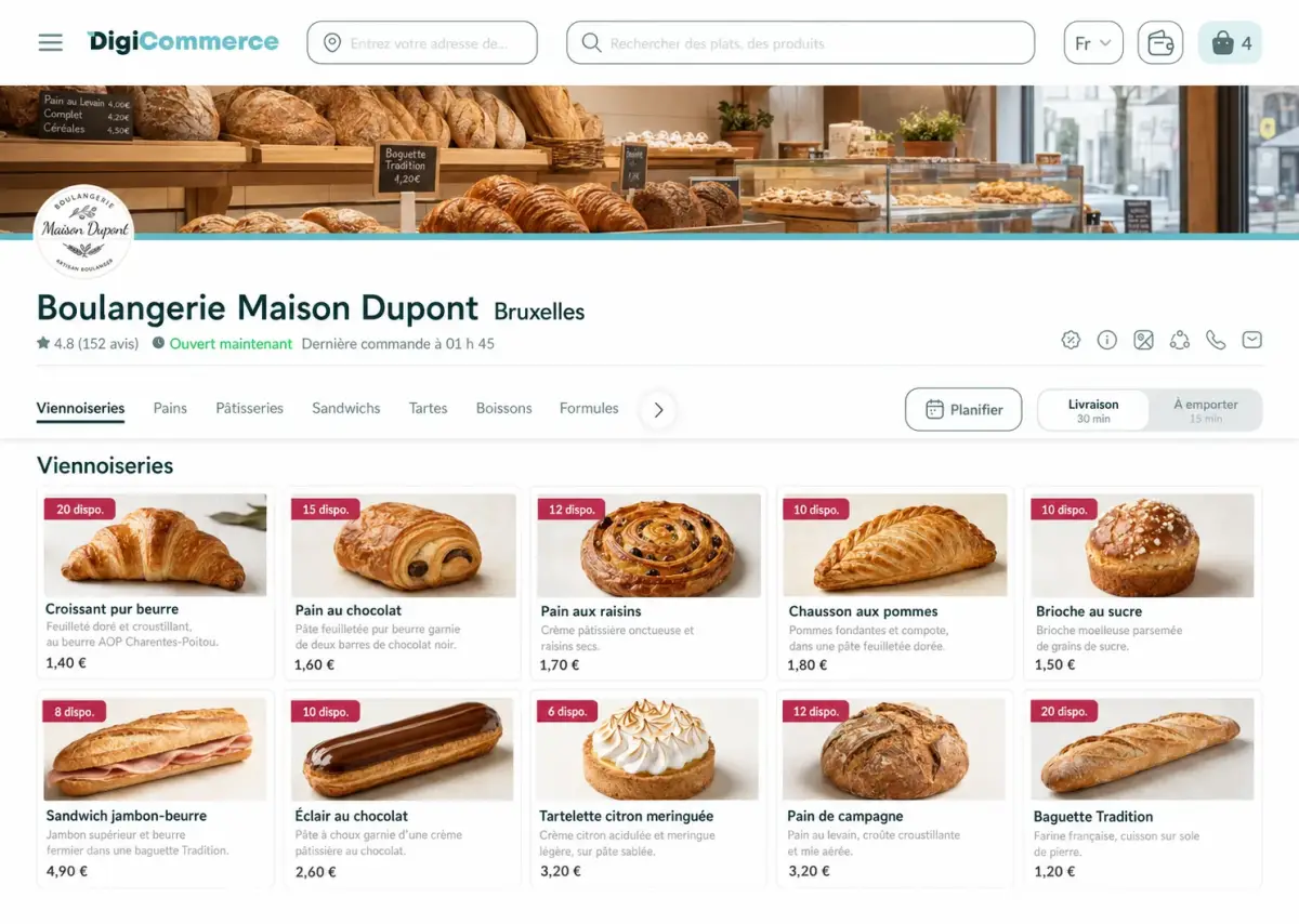 Boutique en ligne Digicommerce d'une boulangerie